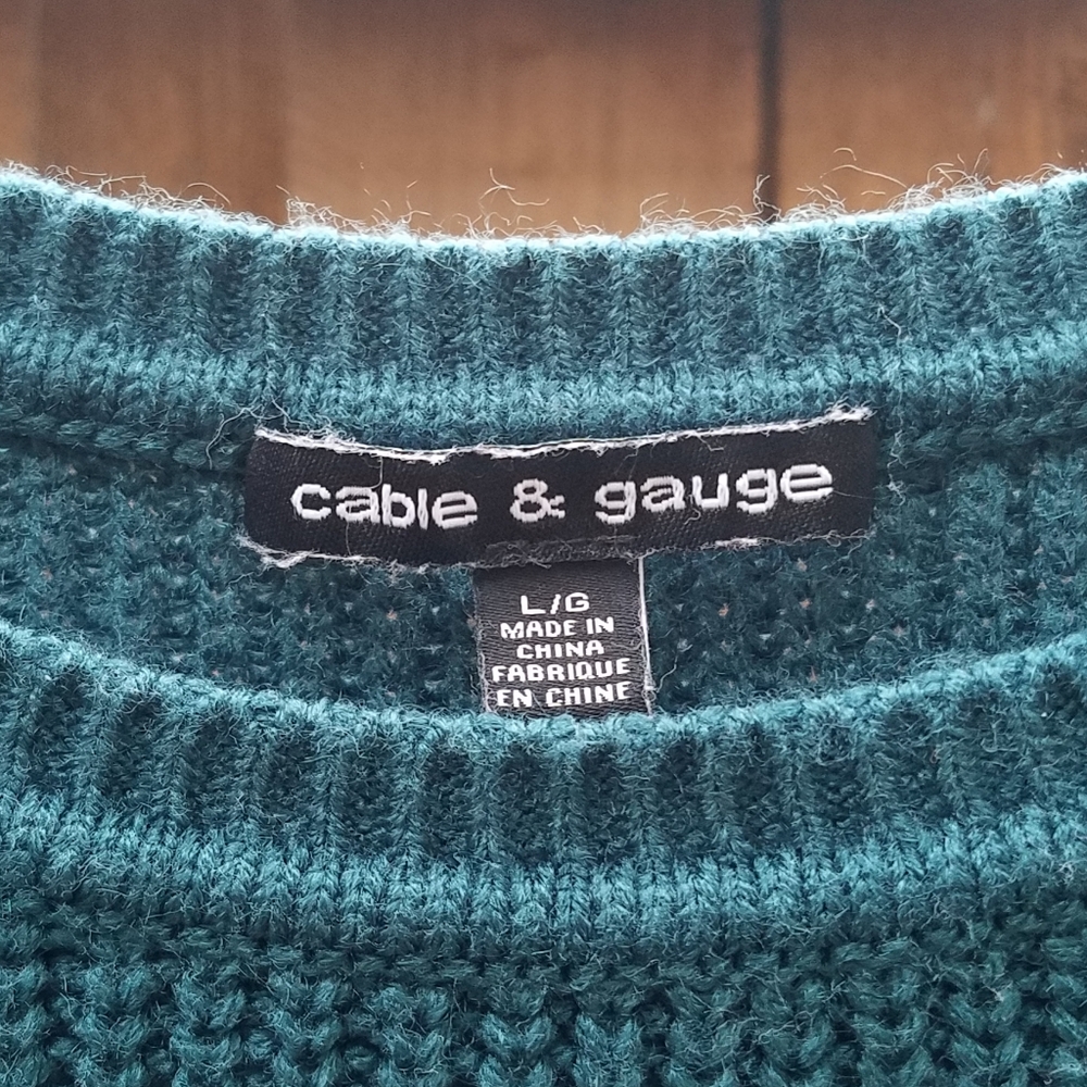 Cable & Gauge Teal Chunky Knit Sweater L - Picture 4 of 4